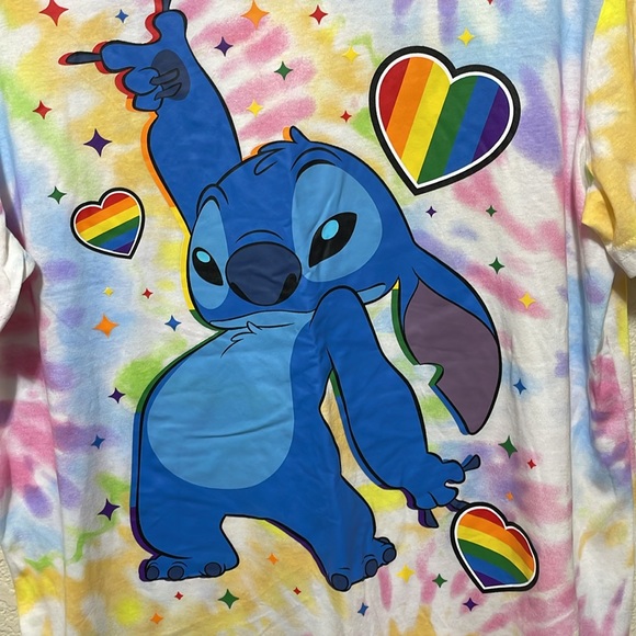 Disney Pride Women's Tie Dye Stitch Tee Shirt. Excellent Condition. Size L. - Picture 2 of 8